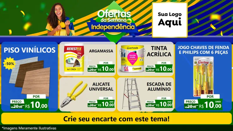 Modelo de TV para TV Horizontal com o tema Ofertas da Semana da Independência para Material para Construção