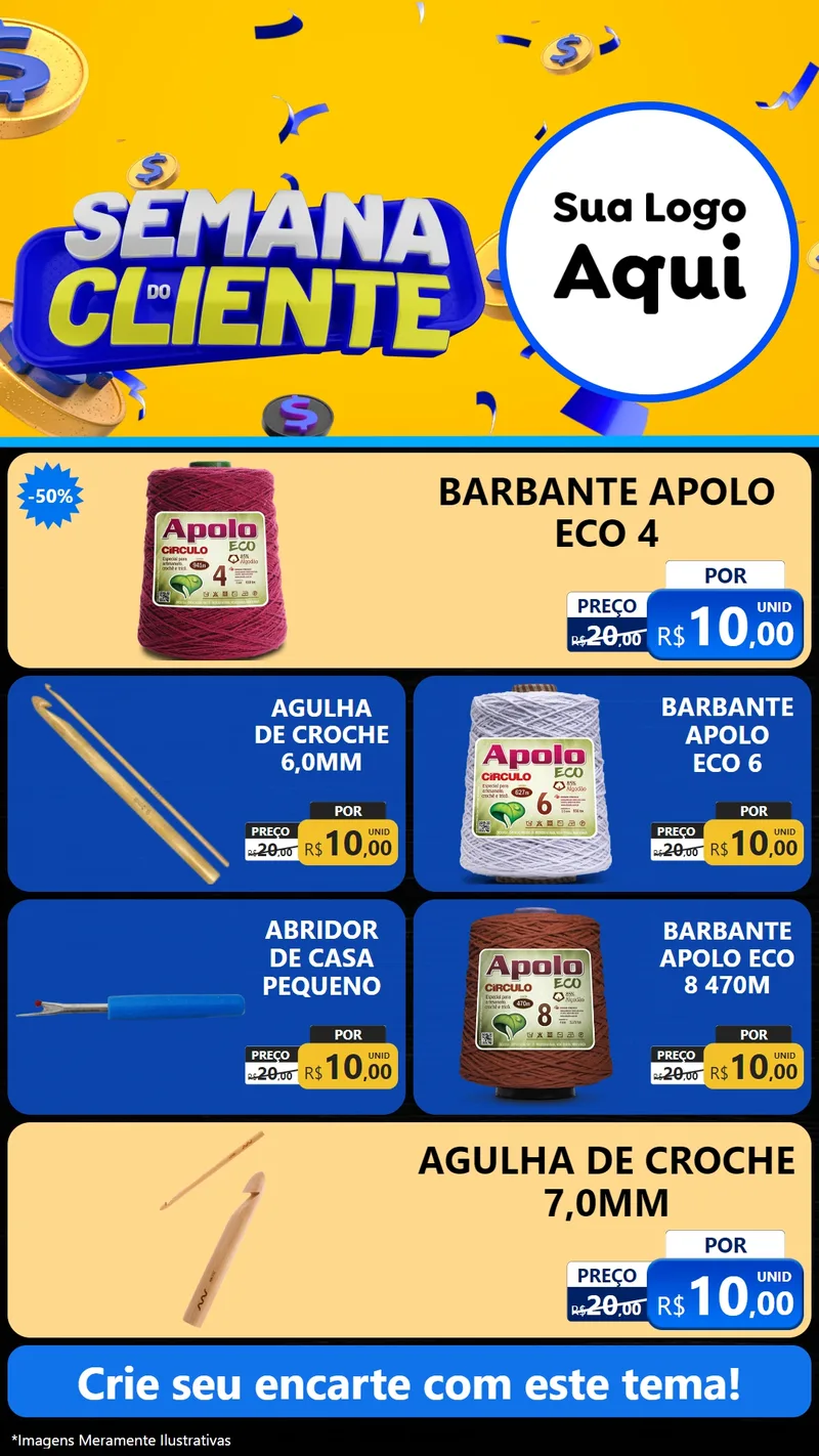 Modelo de TV para TV Vertical com o tema Semana do Cliente para Armarinho e Aviamentos