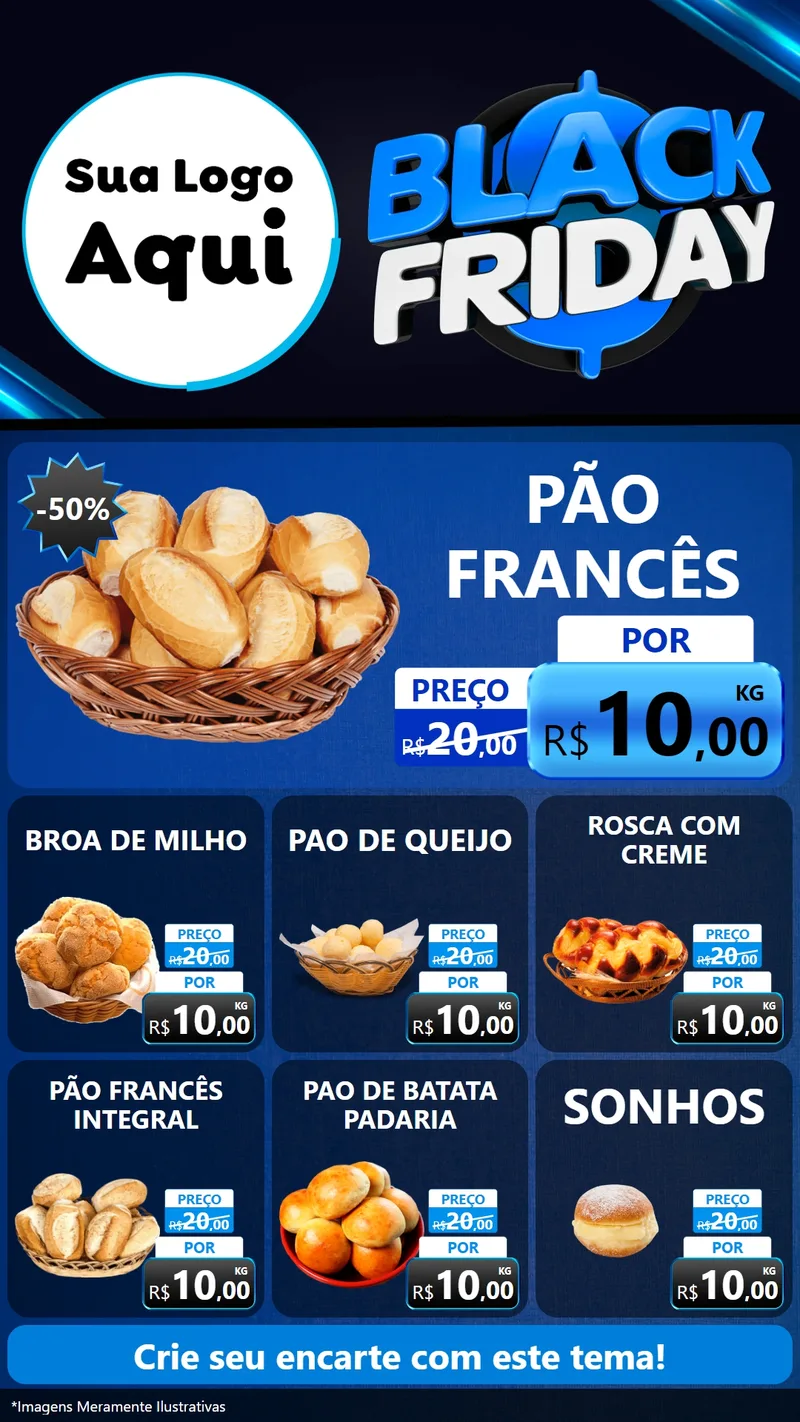 Modelo de Rede Social para Stories com o tema Black Friday para Padaria
