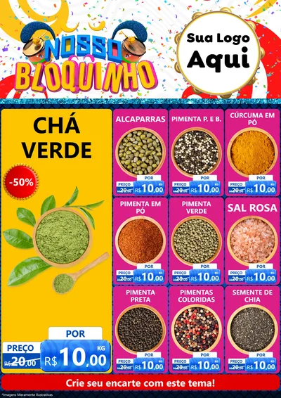 Modelo de Encarte para Encarte A4 Vertical com o tema Nosso Bloquinho para Produtos Naturais