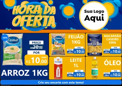 Modelo de Encarte para Encarte A4 Horizontal com o tema Hora da Oferta para Supermercado