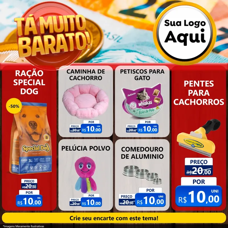 Modelo de Rede Social para Feed Facebook com o tema Está Muito Barato para Pet Shop