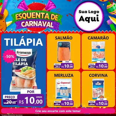 Modelo de Rede Social para Feed Facebook com o tema Esquenta de Carnaval para Peixaria