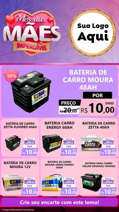 Modelo de Rede Social para Stories com o tema Mês das Mães Imperdível para Baterias Elétricas