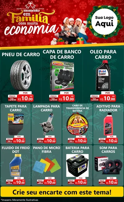 Modelo de Encarte para Encarte Grande com o tema Momento em Família (Natal) para Auto peças