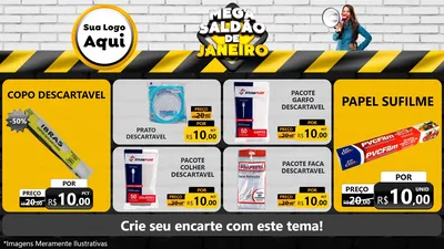 Modelo de TV para TV Horizontal com o tema Mega Saldão de Janeiro para Embalagens