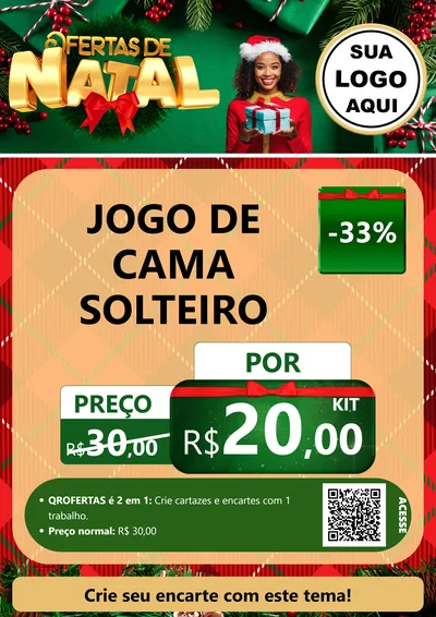 Modelo de Cartaz para Cartaz A4 Vertical com o tema Ofertas de Natal para Cama, Mesa e Banho