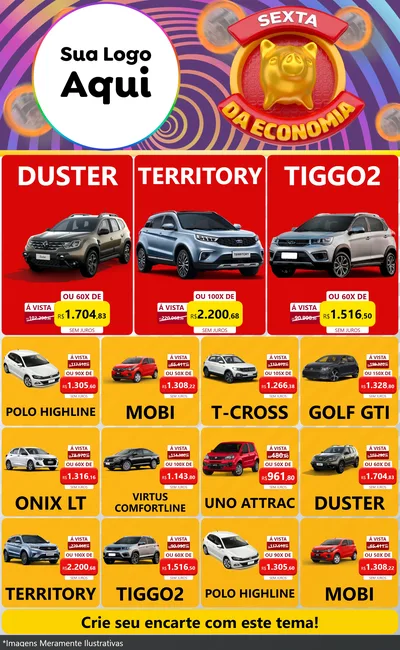 Modelo de Encarte para Encarte Grande com o tema Sexta da Economia para Concessionaria de Carros