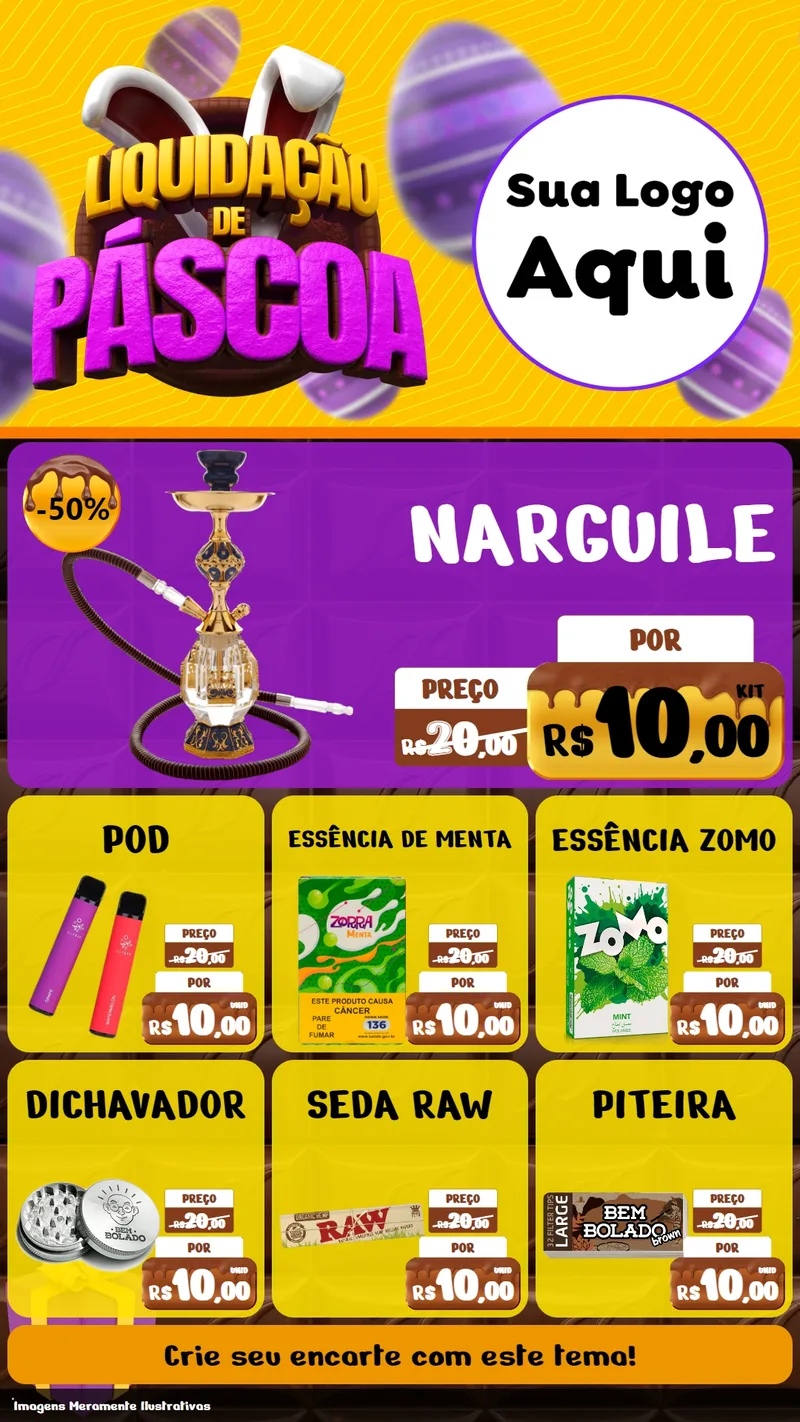 Modelo de Rede Social para Stories com o tema Liquidação de Páscoa para Tabacaria