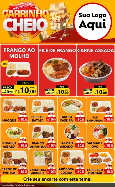 Modelo de Encarte para Encarte Grande com o tema Promoção carrinho cheio para Restaurante
