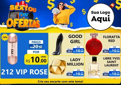 Modelo de Encarte para Encarte A4 Horizontal com o tema Sextou de Ofertas para Perfumes