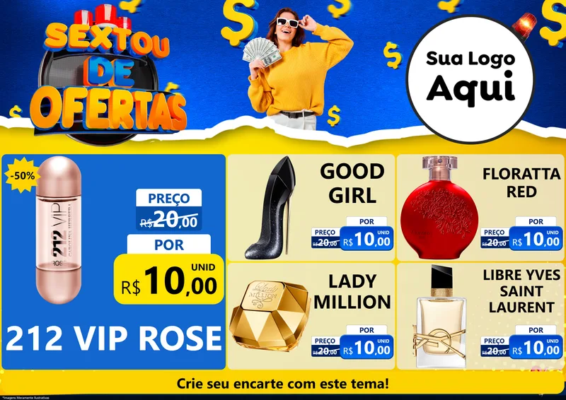Modelo de Encarte para Encarte A4 Horizontal com o tema Sextou de Ofertas para Perfumes