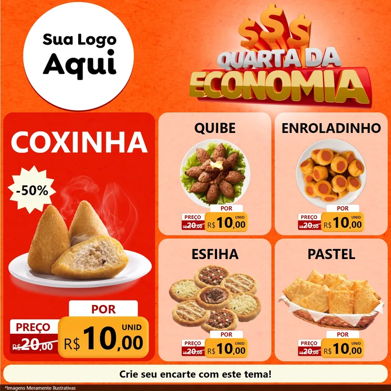 Modelo de Rede Social para Feed Facebook com o tema Quarta da Economia para Salgadaria