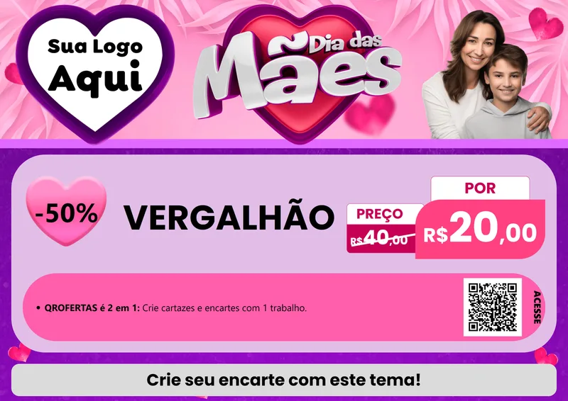 Modelo de Cartaz para Cartaz A4 Horizontal com o tema Dia das Mães para Ferragens