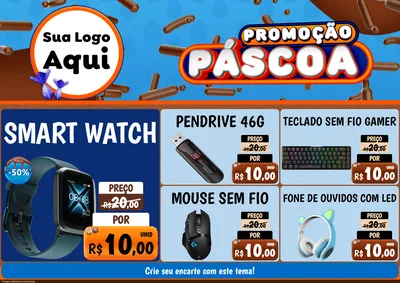 Modelo de Encarte para Encarte A4 Horizontal com o tema Promoção Páscoa para Informática