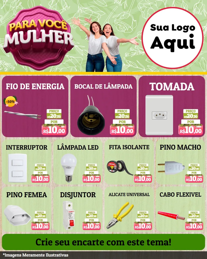 Modelo de Rede Social para Feed Instagram com o tema Para Você Mulher para Materiais Elétricos