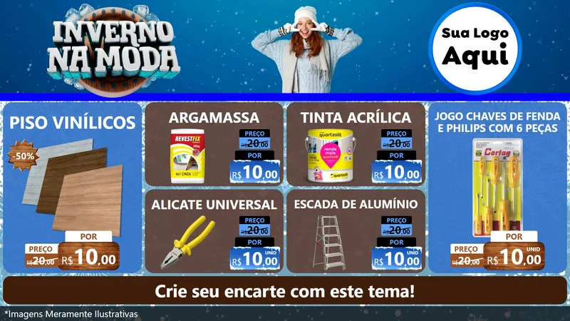 Modelo de TV para TV Horizontal com o tema Inverno na Moda para Material para Construção