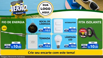 Modelo de TV para TV Horizontal com o tema Verão de Ofertas para Materiais Elétricos
