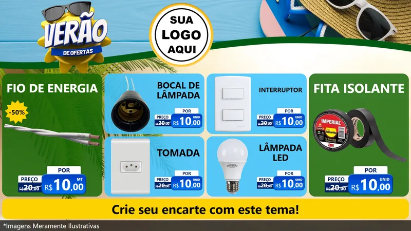 Modelo de TV para TV Horizontal com o tema Verão de Ofertas para Materiais Elétricos