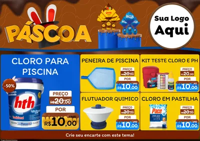 Modelo de Encarte para Encarte A4 Horizontal com o tema Páscoa para Produtos para Piscina