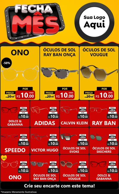 Modelo de Encarte para Encarte Grande com o tema Fecha Mês para Óticas