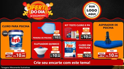 Modelo de TV para TV Horizontal com o tema Oferta do Dia - Só hoje, Aproveite! para Produtos para Piscina