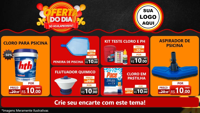 Modelo de TV para TV Horizontal com o tema Oferta do Dia - Só hoje, Aproveite! para Produtos para Piscina