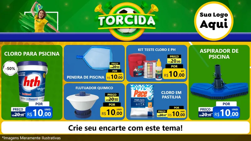 Modelo de TV para TV Horizontal com o tema Torcida para Produtos para Piscina