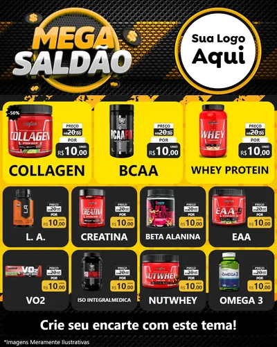 Modelo de Rede Social para Feed Instagram com o tema Mega Saldão para Suplementos alimentares