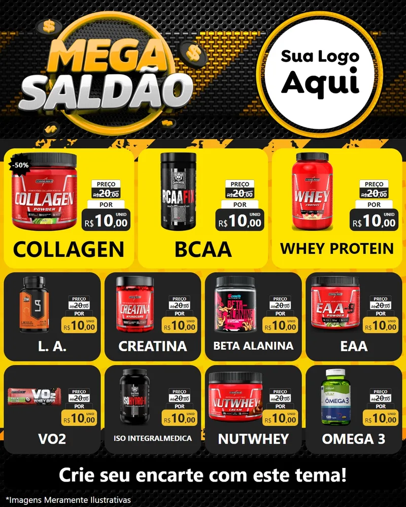 Modelo de Rede Social para Feed Instagram com o tema Mega Saldão para Suplementos alimentares