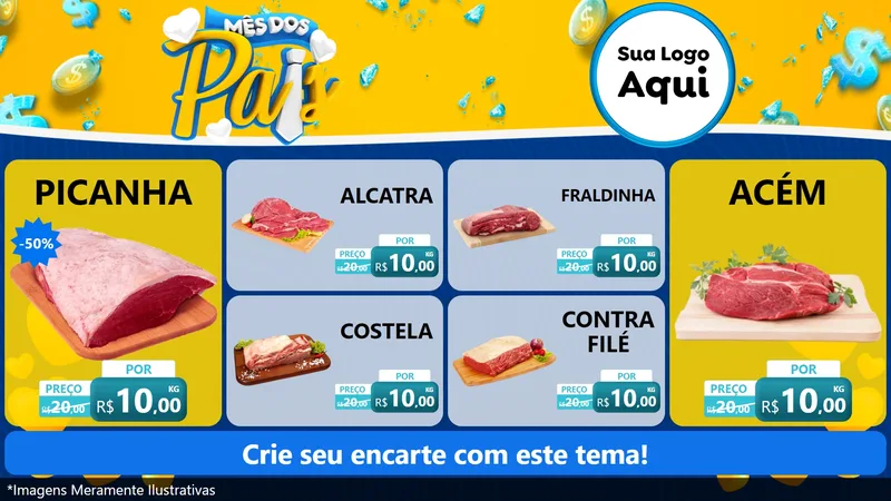 Modelo de TV para TV Horizontal com o tema Mês dos Pais para Açougue