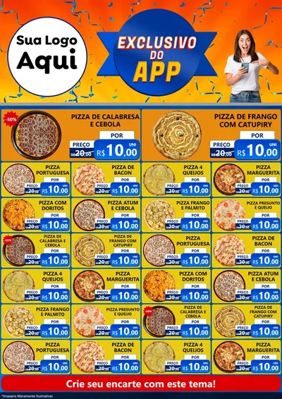 Modelo de Encarte para Encarte A4 Vertical com o tema Exclusivo do Aplicativo para Pizzaria