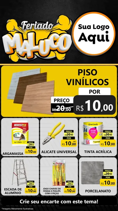 Modelo de Rede Social para Stories com o tema Feriado Maluco para Material para Construção