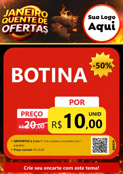 Modelo de Cartaz para Cartaz A4 Vertical com o tema Janeiro Quente de Ofertas para Agropecuária