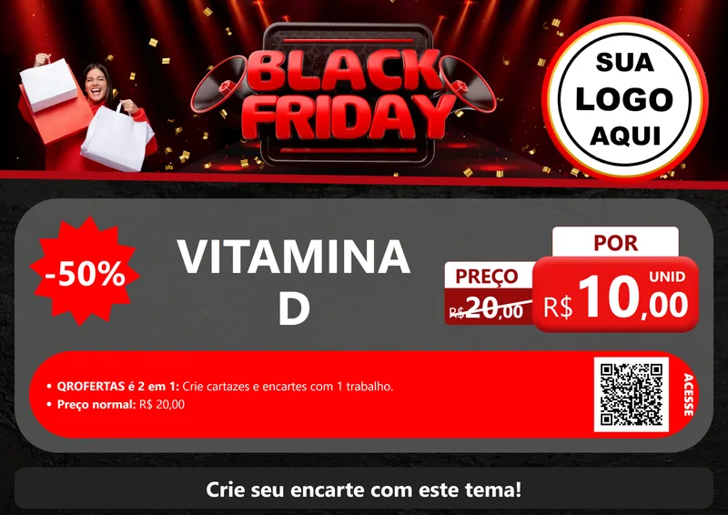 Modelo de Cartaz para Cartaz A4 Horizontal com o tema Black Friday para Farmácia
