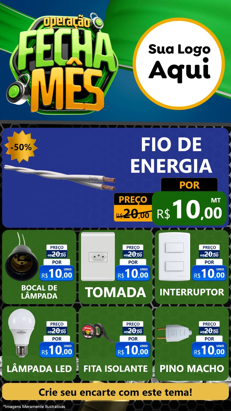 Modelo de Rede Social para Stories com o tema Operação Fecha Mês para Materiais Elétricos