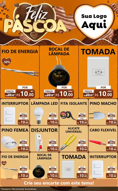 Modelo de Encarte para Encarte Grande com o tema Feliz Páscoa para Materiais Elétricos
