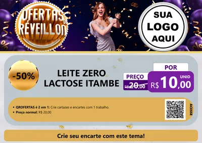 Modelo de Cartaz para Cartaz A4 Horizontal com o tema Ofertas de Réveillon para Frios e Laticínios