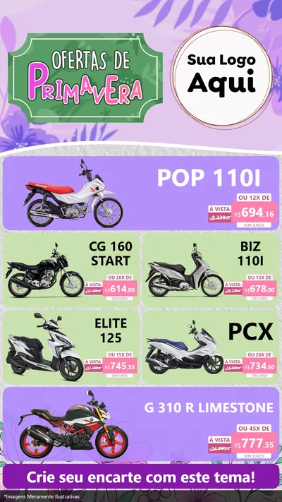 Modelo de TV para TV Vertical com o tema Ofertas de Primavera para Concessionaria de Motos