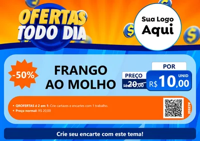 Modelo de Cartaz para Cartaz A4 Horizontal com o tema Ofertas Todo Dia para Restaurante