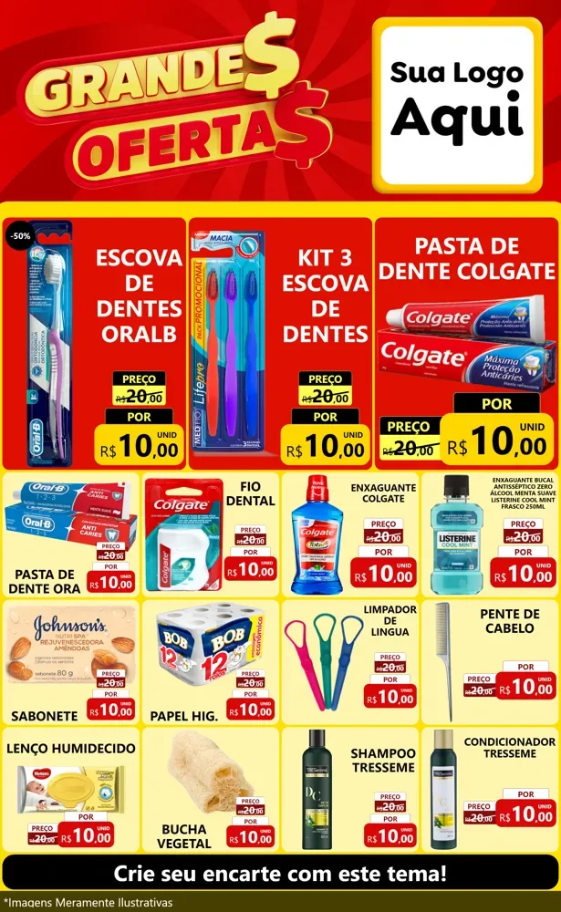 Modelo de Encarte para Encarte Grande com o tema Grandes Ofertas para Higiene Pessoal