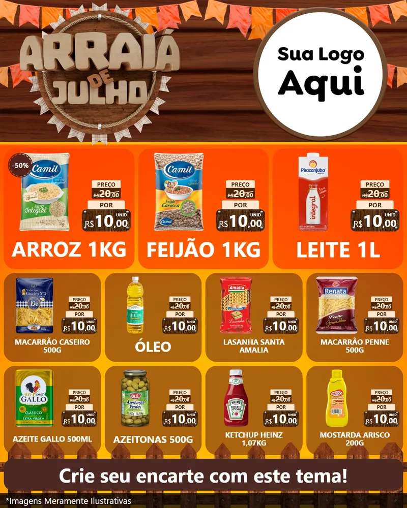 Modelo de Rede Social para Feed Instagram com o tema Arraiá de Julho - Junina para Supermercado