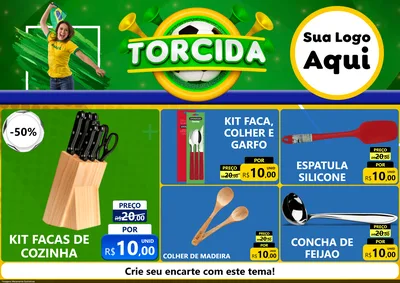 Modelo de Encarte para Encarte A4 Horizontal com o tema Torcida para Utilidades Domésticas