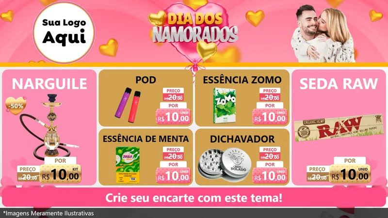 Modelo de TV para TV Horizontal com o tema Dia dos Namorados para Tabacaria