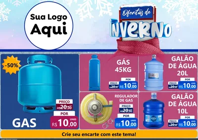 Modelo de Encarte para Encarte A4 Horizontal com o tema Ofertas de Inverno para Água e gás