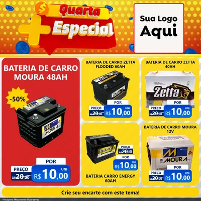 Modelo de Rede Social para Feed Facebook com o tema Quarta Mais Especial para Baterias Elétricas