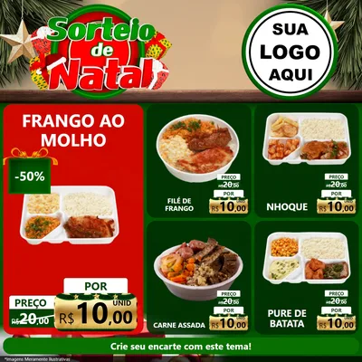 Modelo de Rede Social para Feed Facebook com o tema Sorteio de Natal para Restaurante