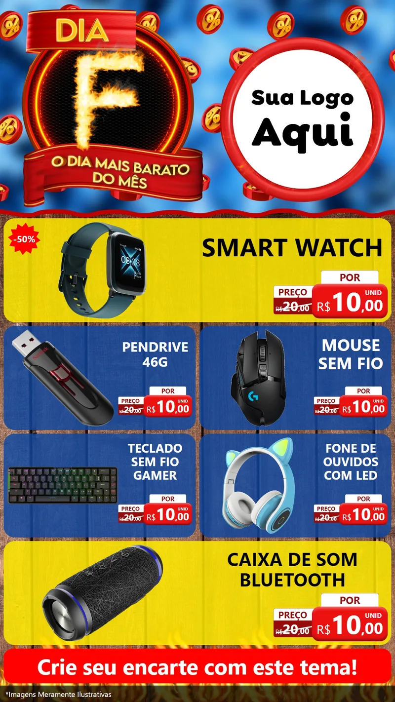 Modelo de TV para TV Vertical com o tema Dia F - O Dia Mais Barato Do Mês para Informática