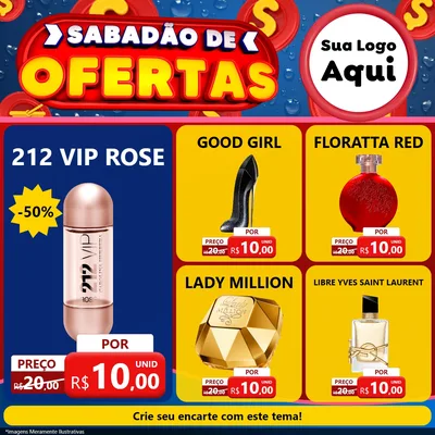 Modelo de Rede Social para Feed Facebook com o tema Sabadão de Ofertas para Perfumes