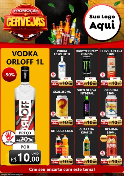 Modelo de Encarte para Encarte A4 Vertical com o tema Promoções de Cervejas para Distribuidora de bebidas
